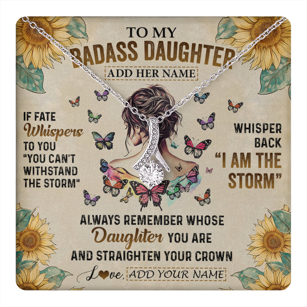 Personalized To My Badass Daughter Necklace From Dad Mom Father I Am The Storm Daughter Gifts Birthday Graduation Christmas Customized Gift Box Message Card