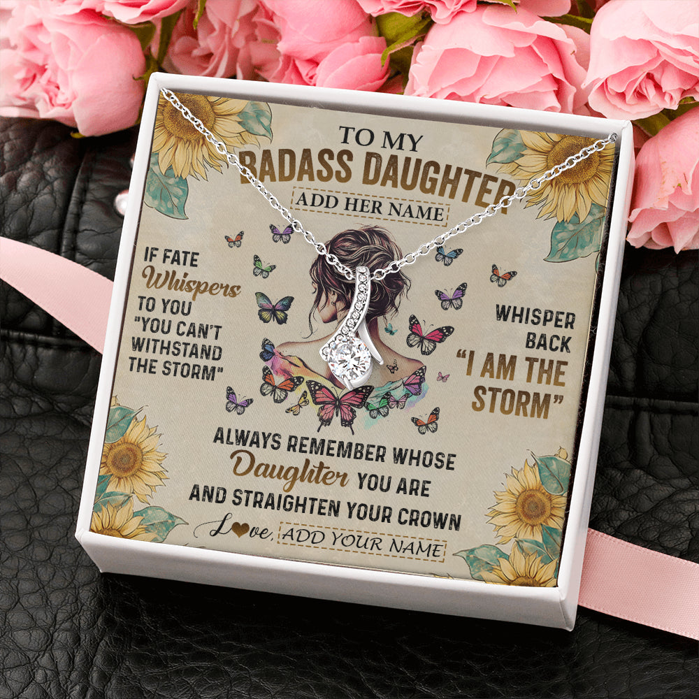 Personalized To My Badass Daughter Necklace From Dad Mom Father I Am The Storm Daughter Gifts Birthday Graduation Christmas Customized Gift Box Message Card