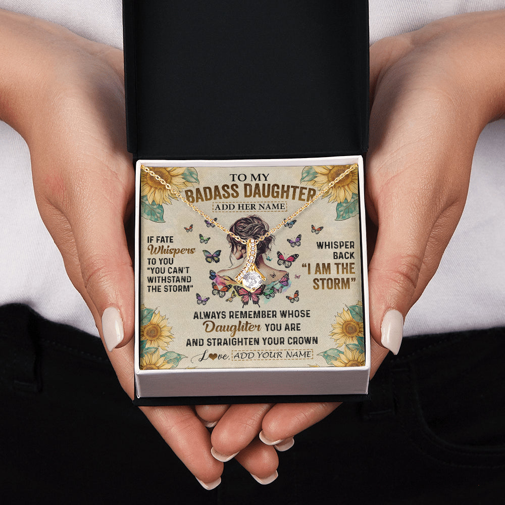 Personalized To My Badass Daughter Necklace From Dad Mom Father I Am The Storm Daughter Gifts Birthday Graduation Christmas Customized Gift Box Message Card