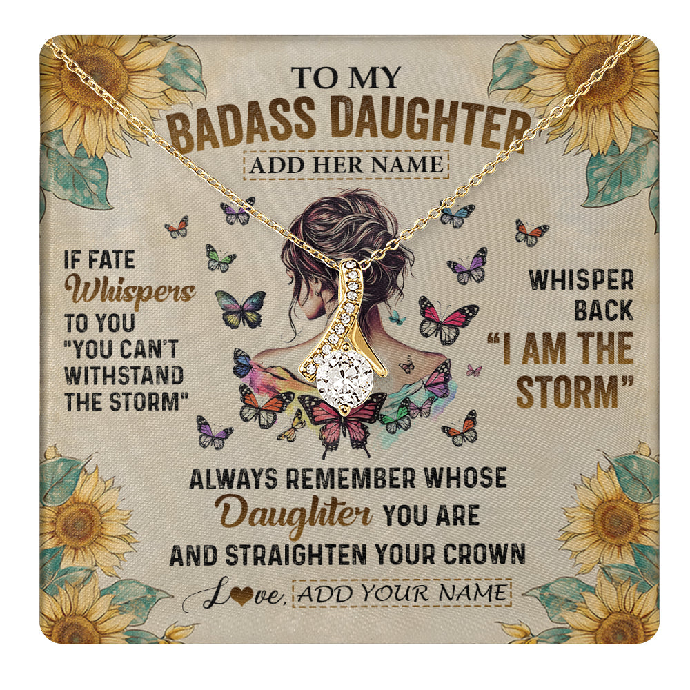Personalized To My Badass Daughter Necklace From Dad Mom Father I Am The Storm Daughter Gifts Birthday Graduation Christmas Customized Gift Box Message Card