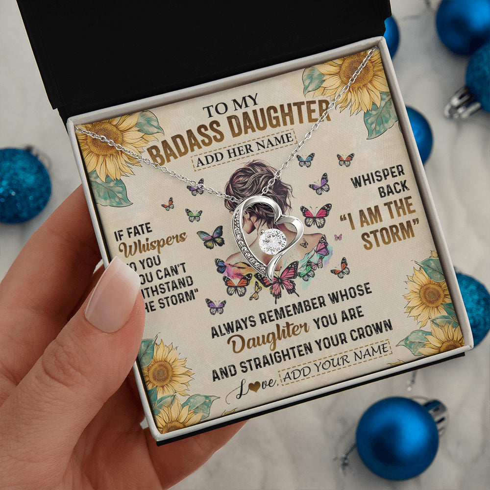 Personalized To My Badass Daughter Necklace From Dad Mom Father I Am The Storm Daughter Gifts Birthday Graduation Christmas Customized Gift Box Message Card