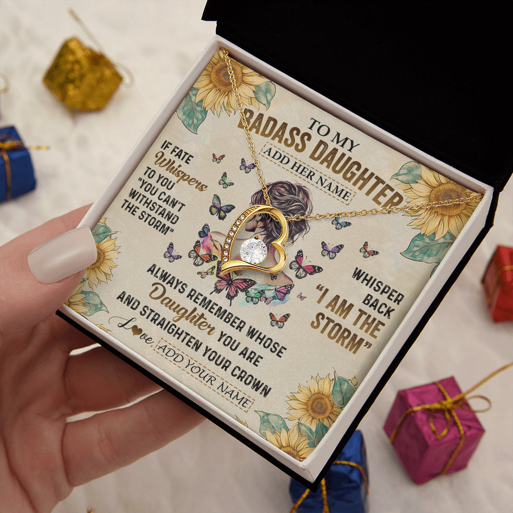Personalized To My Badass Daughter Necklace From Dad Mom Father I Am The Storm Daughter Gifts Birthday Graduation Christmas Customized Gift Box Message Card