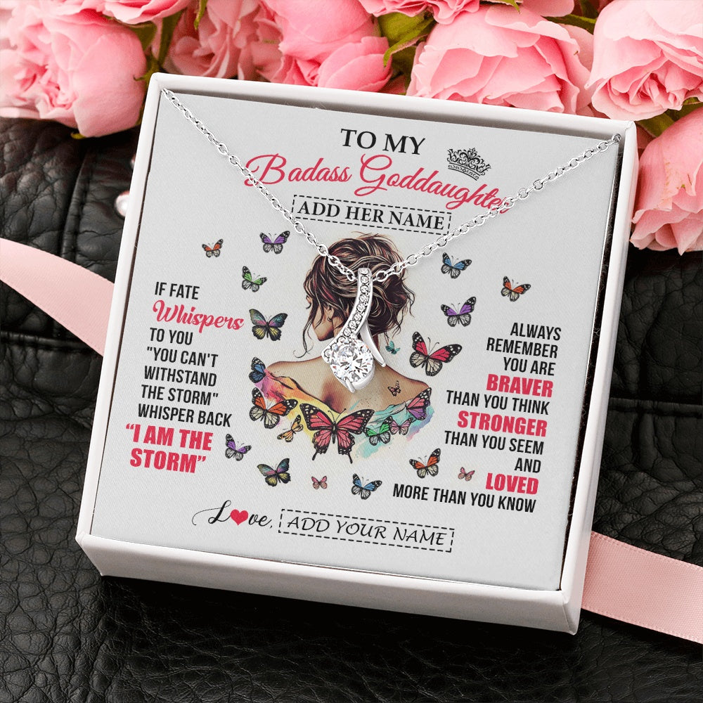 Personalized To My Badass Goddaughter From Uncle Aunt Necklace I Am The Storm Goddaughter Gifts Birthday Graduation Christmas Custom Gift Box Message Card