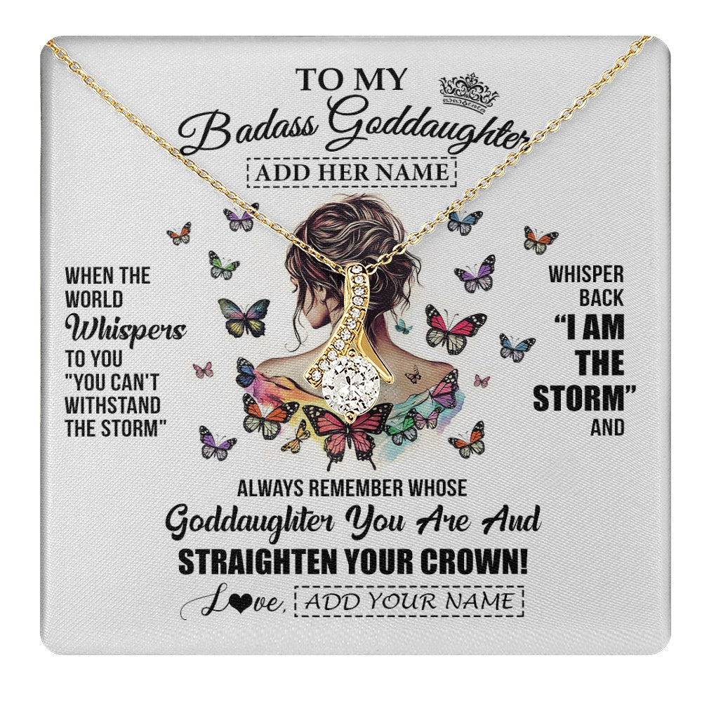 Personalized To My Badass Goddaughter I Am The Storm Necklace From Godmother Beautiful Goddaughter Birthday Gifts Graduation Christmas Gift Box Message Card