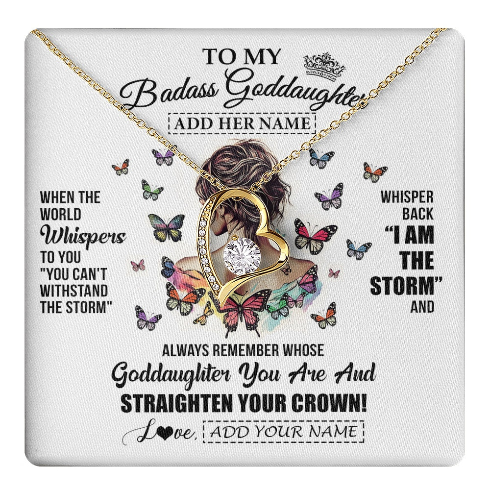 Personalized To My Badass Goddaughter I Am The Storm Necklace From Godmother Beautiful Goddaughter Birthday Gifts Graduation Christmas Gift Box Message Card