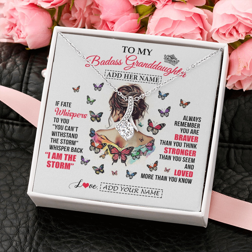 Personalized To My Badass Granddaughter From Grandpa Papa Necklace I Am The Storm Granddaughter Gifts Birthday Christmas Custom Gift Box Message Card