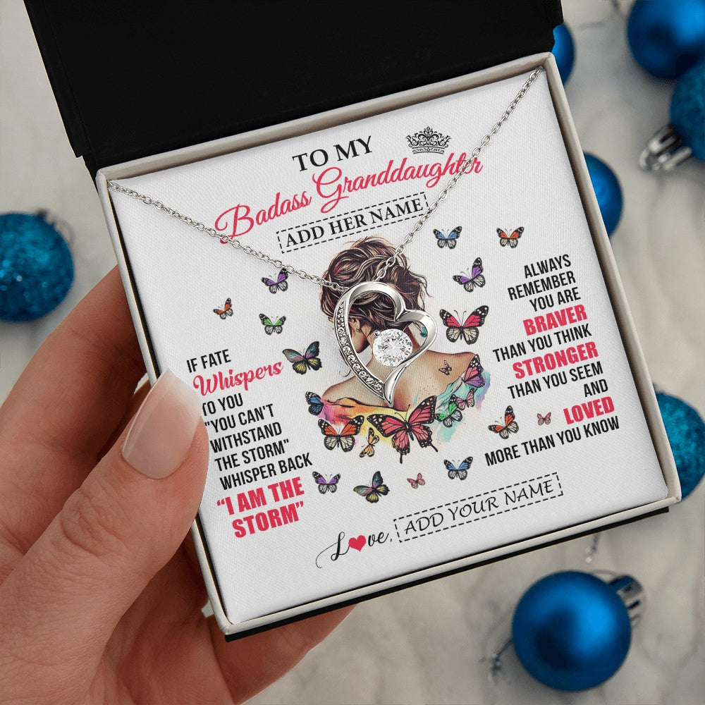 Personalized To My Badass Granddaughter From Grandpa Papa Necklace I Am The Storm Granddaughter Gifts Birthday Christmas Custom Gift Box Message Card