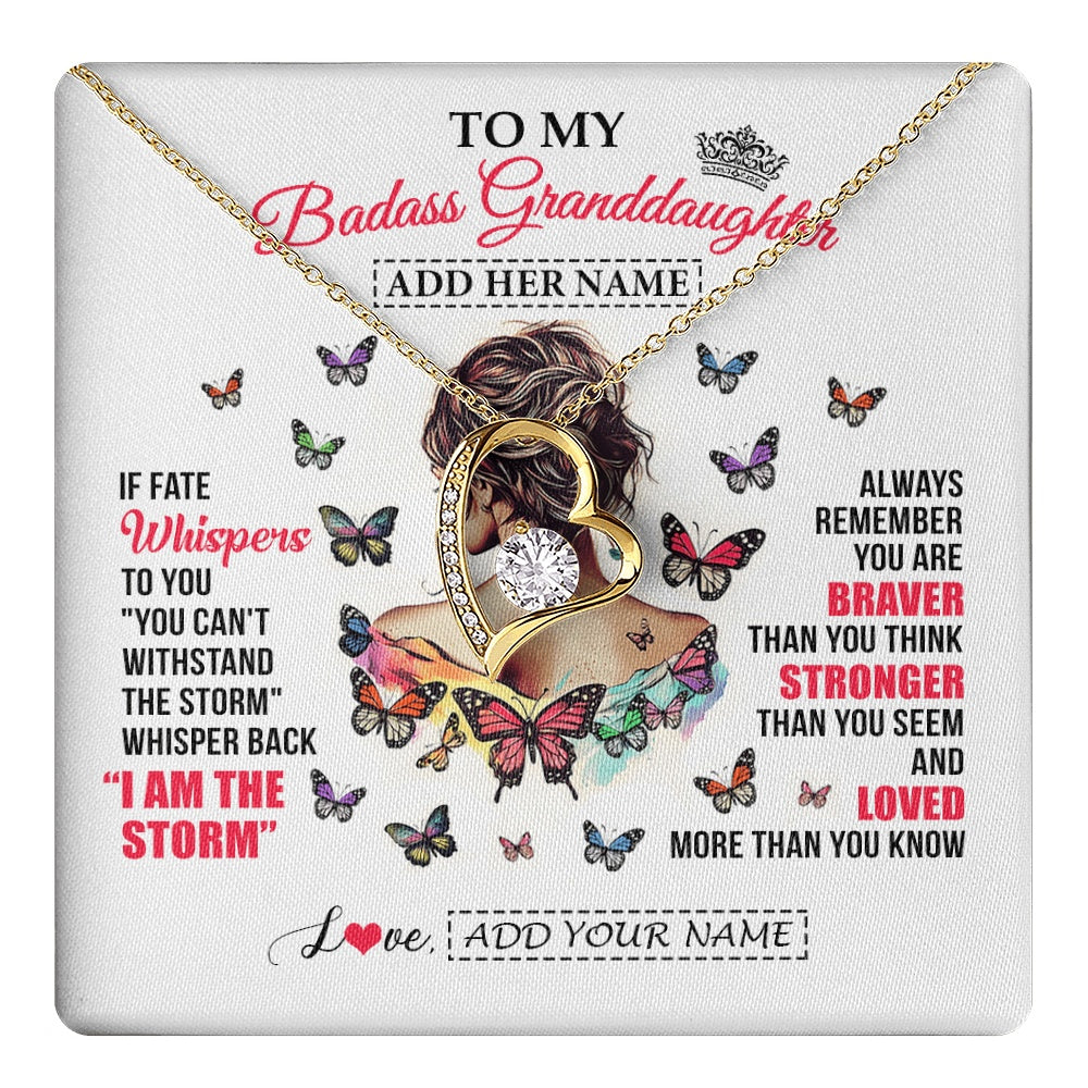Personalized To My Badass Granddaughter From Grandpa Papa Necklace I Am The Storm Granddaughter Gifts Birthday Christmas Custom Gift Box Message Card