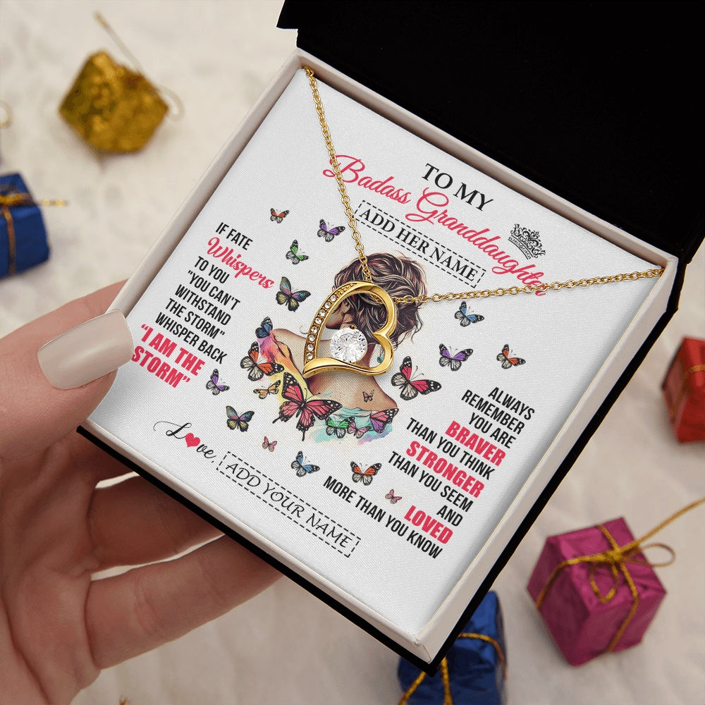 Personalized To My Badass Granddaughter From Grandpa Papa Necklace I Am The Storm Granddaughter Gifts Birthday Christmas Custom Gift Box Message Card