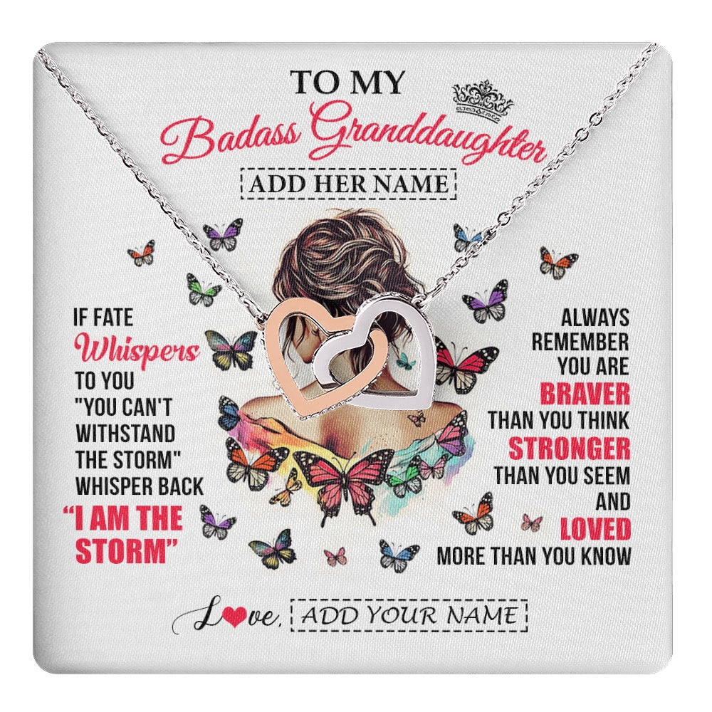 Personalized To My Badass Granddaughter From Grandpa Papa Necklace I Am The Storm Granddaughter Gifts Birthday Christmas Custom Gift Box Message Card