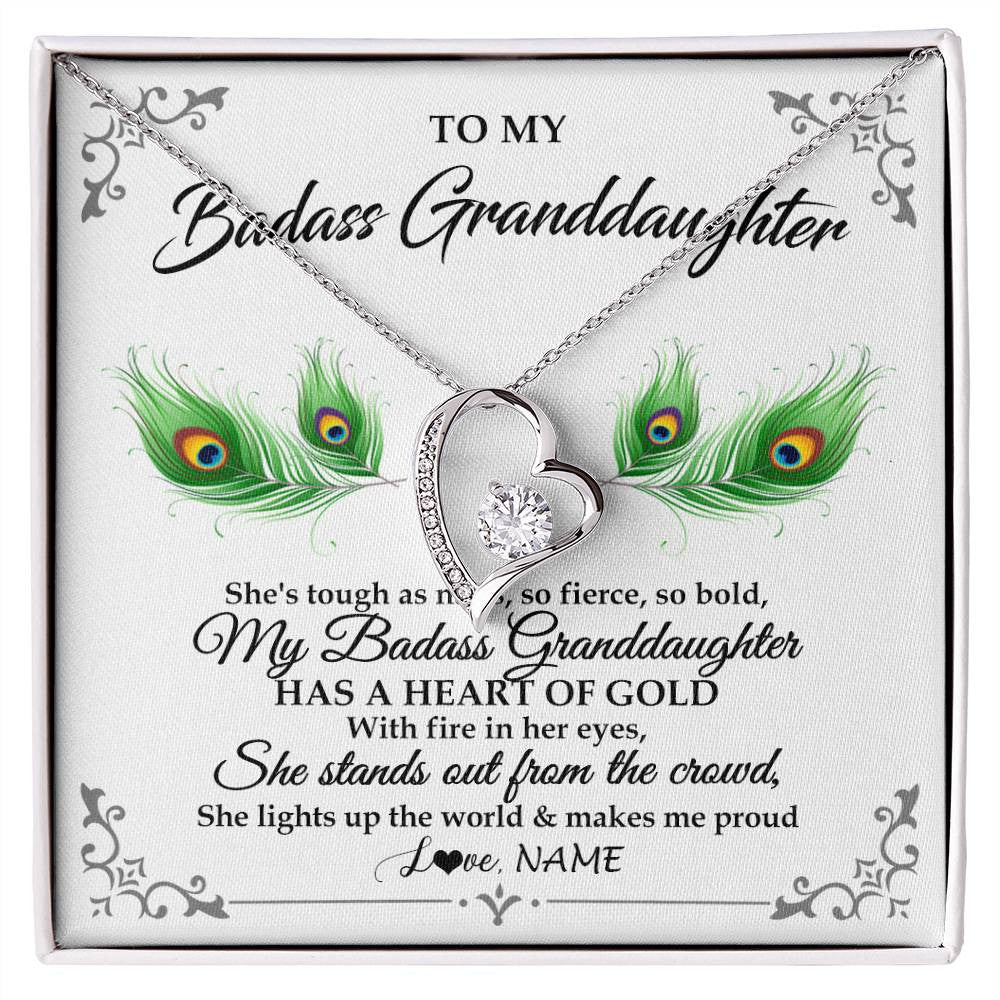 Personalized To My Badass Granddaughter Necklace From Grandma Love You Always Granddaughter Birthday Graduation Christmas Customized Gift Box Message Card