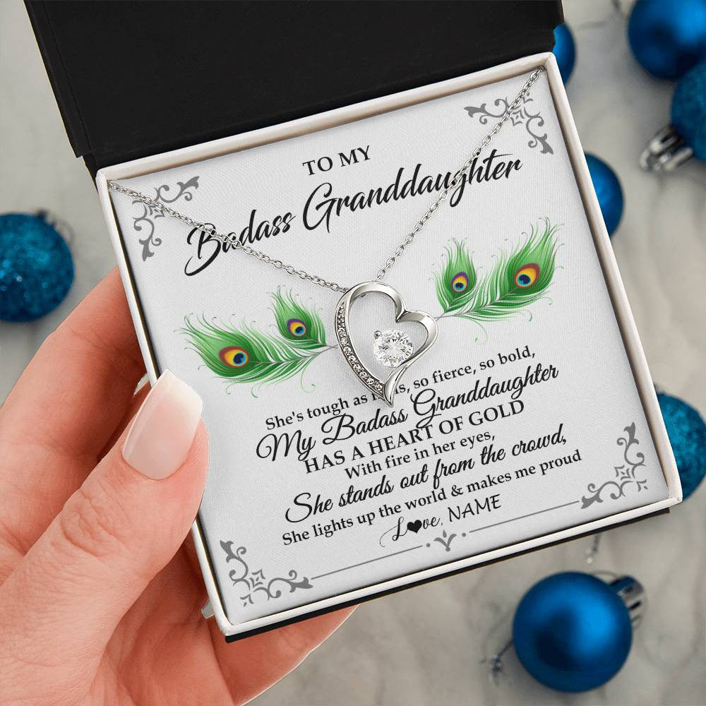 Personalized To My Badass Granddaughter Necklace From Grandma Love You Always Granddaughter Birthday Graduation Christmas Customized Gift Box Message Card