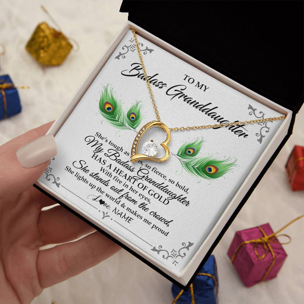 Personalized To My Badass Granddaughter Necklace From Grandma Love You Always Granddaughter Birthday Graduation Christmas Customized Gift Box Message Card
