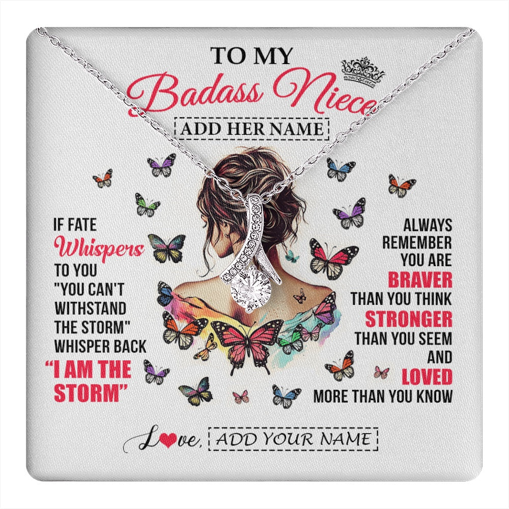 Personalized To My Badass Niece From Uncle Aunt Auntie Necklace I Am The Storm Niece Gifts Birthday Graduation Christmas Custom Gift Box Message Card