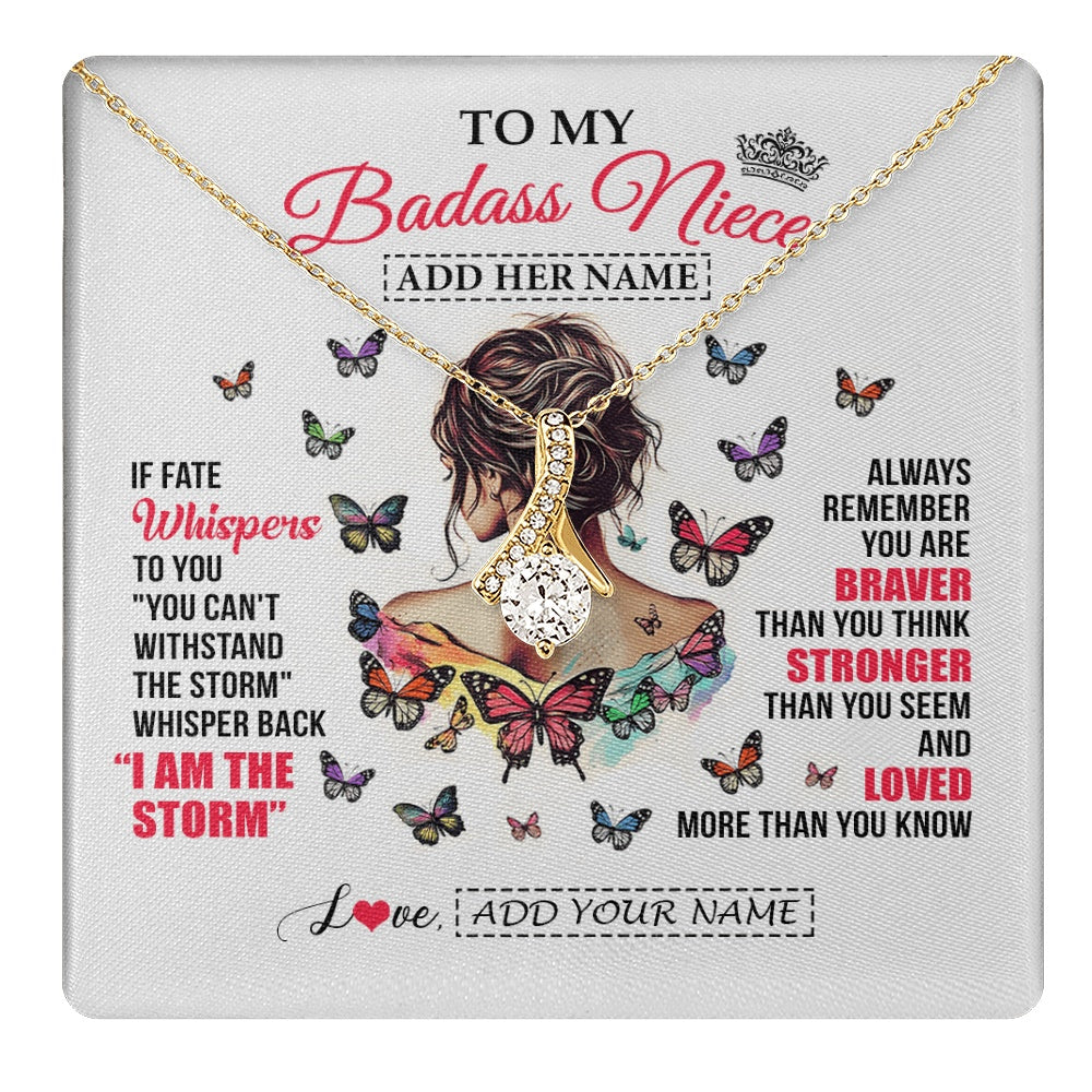 Personalized To My Badass Niece From Uncle Aunt Auntie Necklace I Am The Storm Niece Gifts Birthday Graduation Christmas Custom Gift Box Message Card