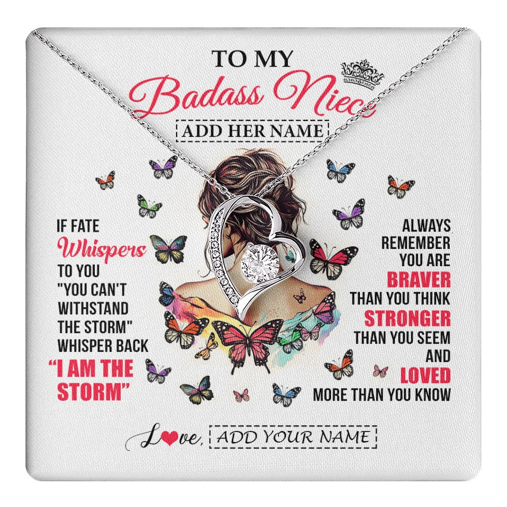 Personalized To My Badass Niece From Uncle Aunt Auntie Necklace I Am The Storm Niece Gifts Birthday Graduation Christmas Custom Gift Box Message Card