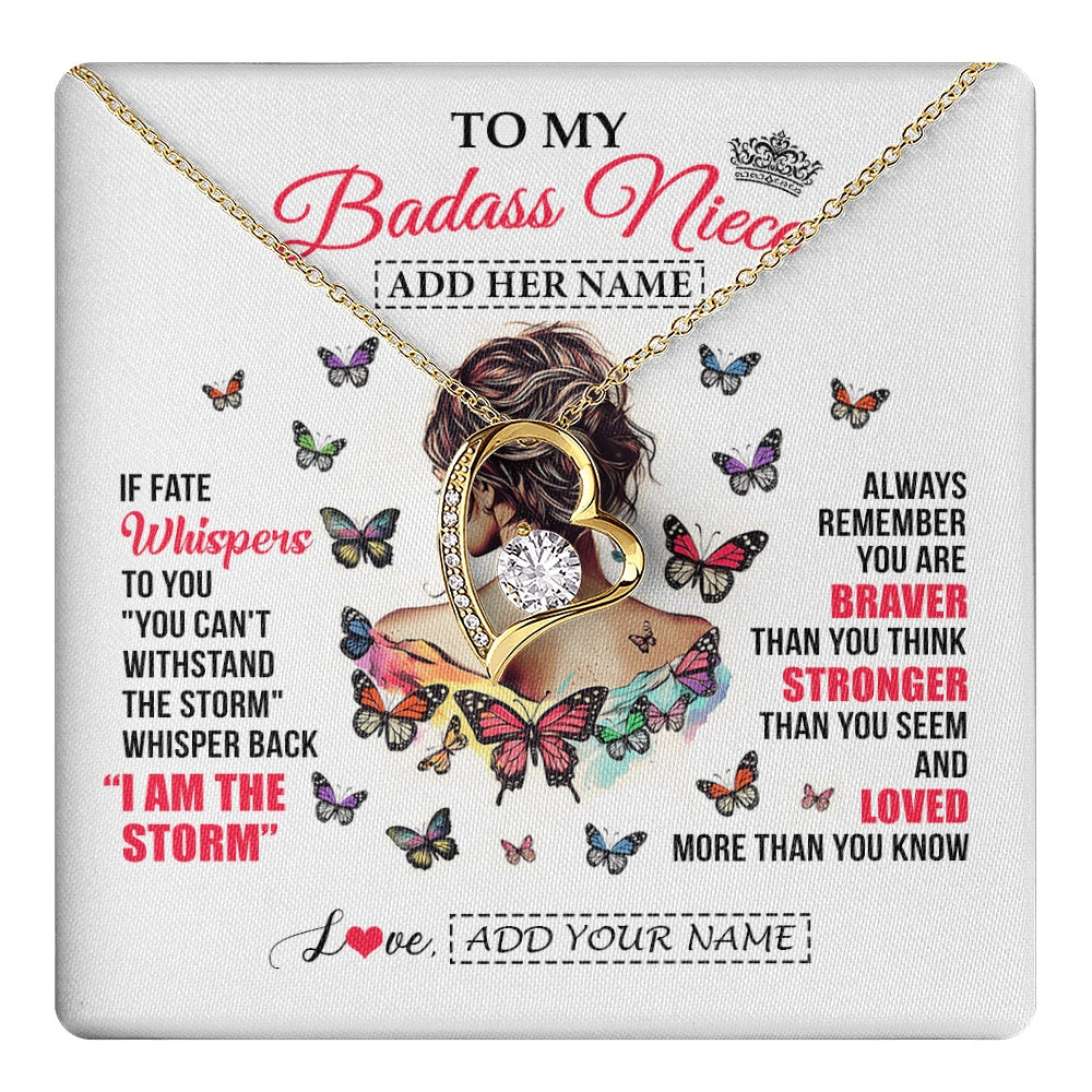 Personalized To My Badass Niece From Uncle Aunt Auntie Necklace I Am The Storm Niece Gifts Birthday Graduation Christmas Custom Gift Box Message Card