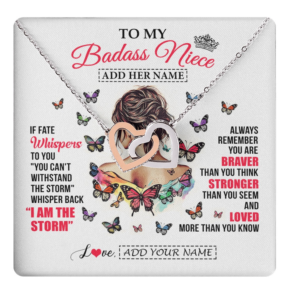 Personalized To My Badass Niece From Uncle Aunt Auntie Necklace I Am The Storm Niece Gifts Birthday Graduation Christmas Custom Gift Box Message Card