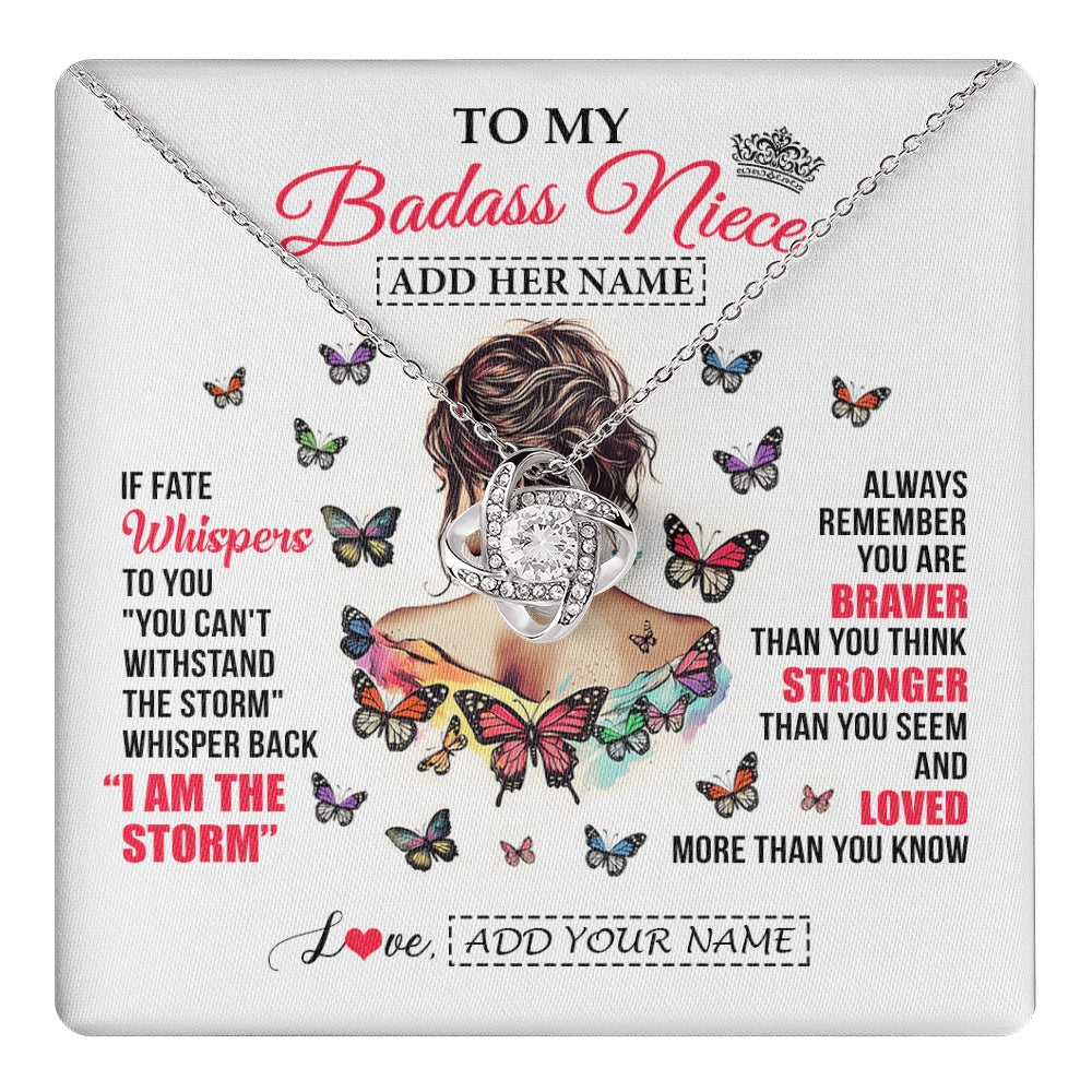 Personalized To My Badass Niece From Uncle Aunt Auntie Necklace I Am The Storm Niece Gifts Birthday Graduation Christmas Custom Gift Box Message Card