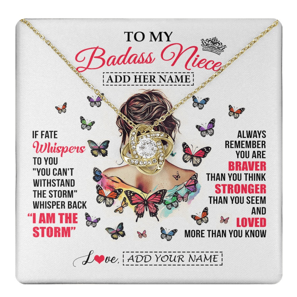 Personalized To My Badass Niece From Uncle Aunt Auntie Necklace I Am The Storm Niece Gifts Birthday Graduation Christmas Custom Gift Box Message Card