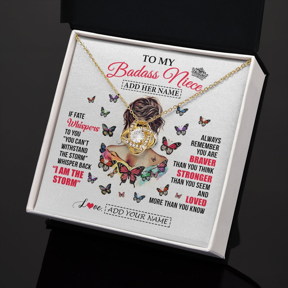 Personalized To My Badass Niece From Uncle Aunt Auntie Necklace I Am The Storm Niece Gifts Birthday Graduation Christmas Custom Gift Box Message Card