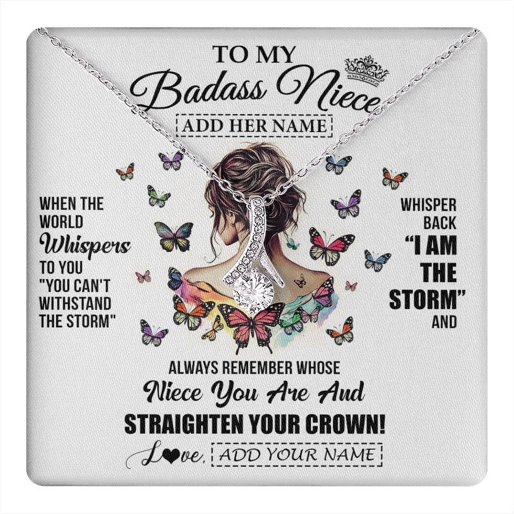 Personalized To My Badass Niece I Am The Storm Necklace From Uncle Aunt Auntie Beautiful Niece Birthday Gifts Graduation Christmas Gift Box Message Card
