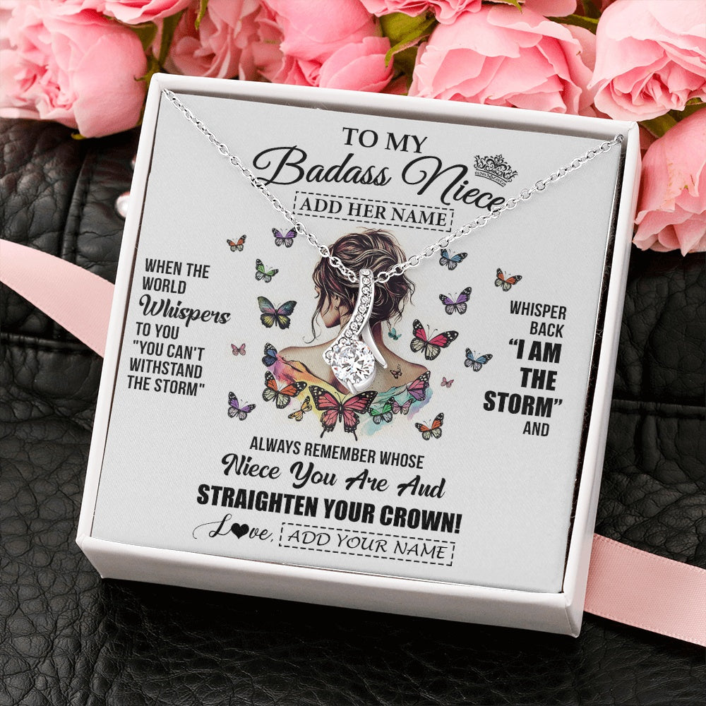 Personalized To My Badass Niece I Am The Storm Necklace From Uncle Aunt Auntie Beautiful Niece Birthday Gifts Graduation Christmas Gift Box Message Card
