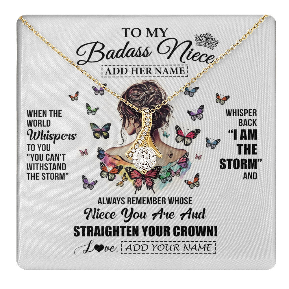 Personalized To My Badass Niece I Am The Storm Necklace From Uncle Aunt Auntie Beautiful Niece Birthday Gifts Graduation Christmas Gift Box Message Card
