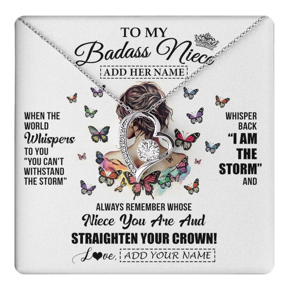 Personalized To My Badass Niece I Am The Storm Necklace From Uncle Aunt Auntie Beautiful Niece Birthday Gifts Graduation Christmas Gift Box Message Card