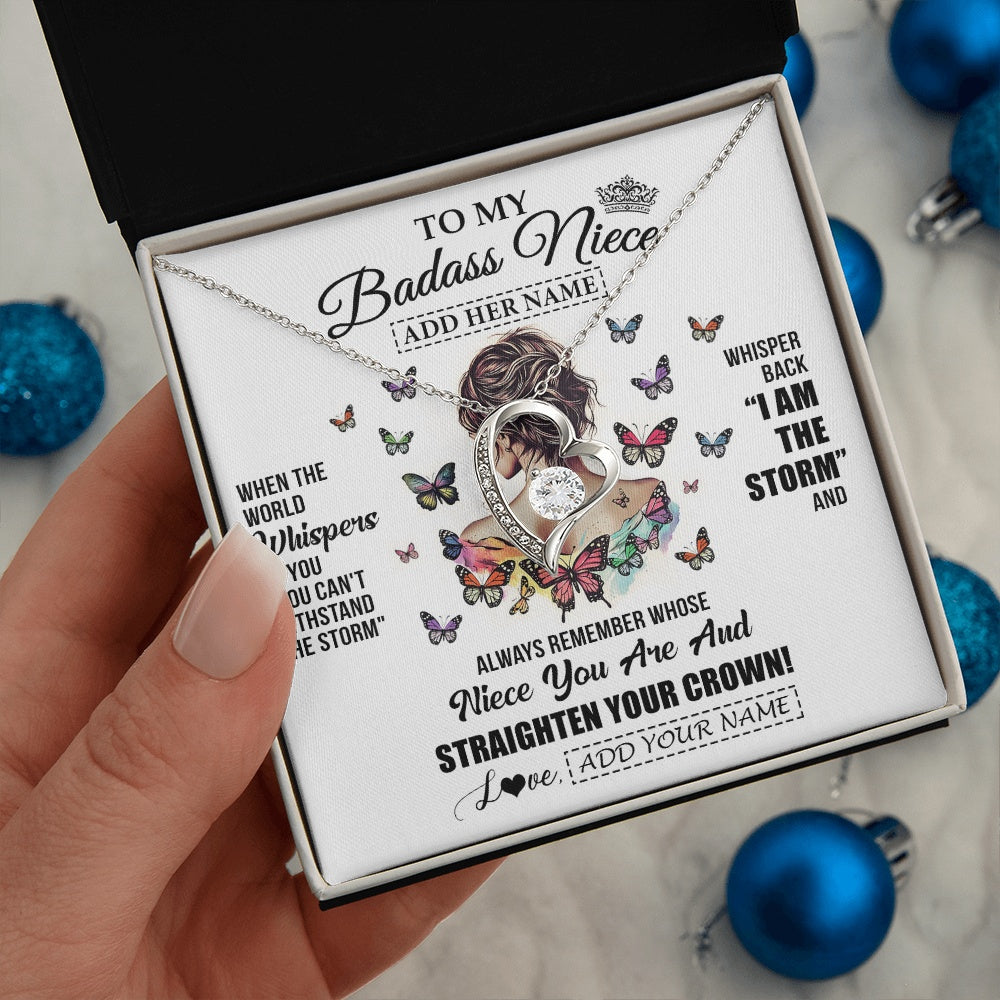 Personalized To My Badass Niece I Am The Storm Necklace From Uncle Aunt Auntie Beautiful Niece Birthday Gifts Graduation Christmas Gift Box Message Card