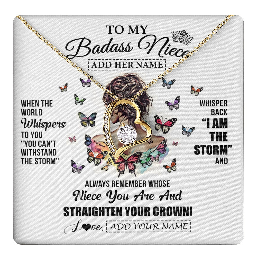 Personalized To My Badass Niece I Am The Storm Necklace From Uncle Aunt Auntie Beautiful Niece Birthday Gifts Graduation Christmas Gift Box Message Card