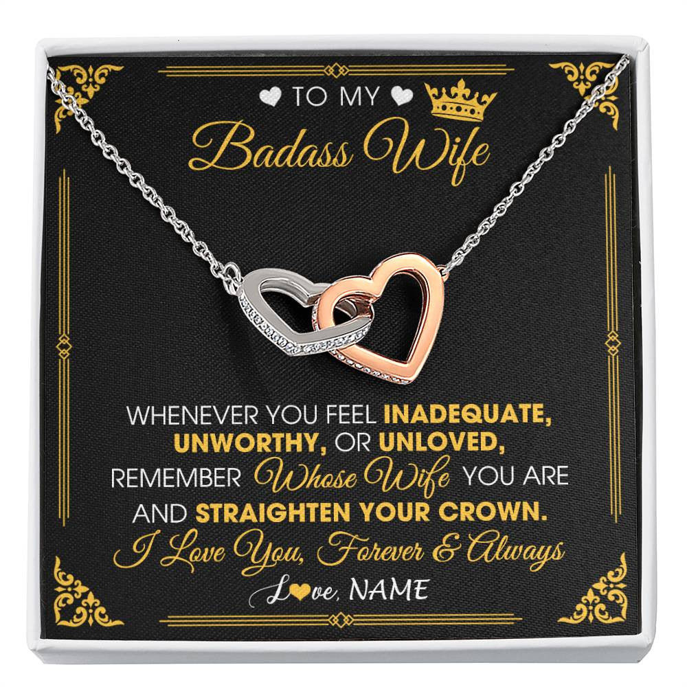Personalized To My Badass Wife Necklace From Husband Crown I Love You Wife Birthday Anniversary Wedding Valentines Jewelry Customized Gift Box Message Card