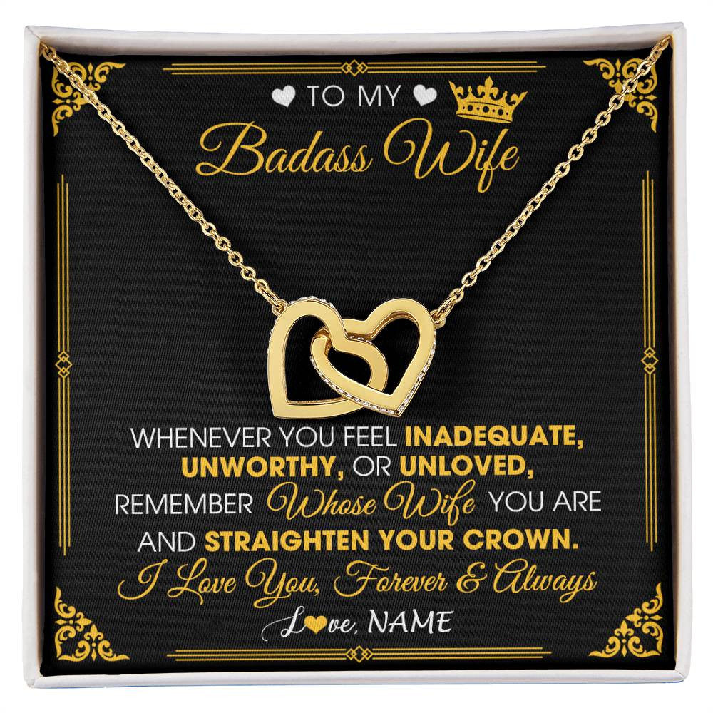 Personalized To My Badass Wife Necklace From Husband Crown I Love You Wife Birthday Anniversary Wedding Valentines Jewelry Customized Gift Box Message Card