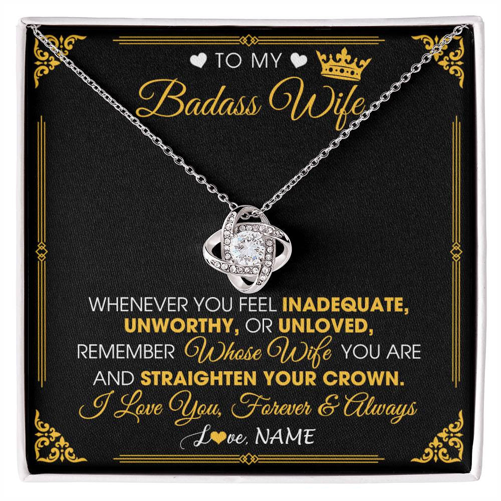 Personalized To My Badass Wife Necklace From Husband Crown I Love You Wife Birthday Anniversary Wedding Valentines Jewelry Customized Gift Box Message Card