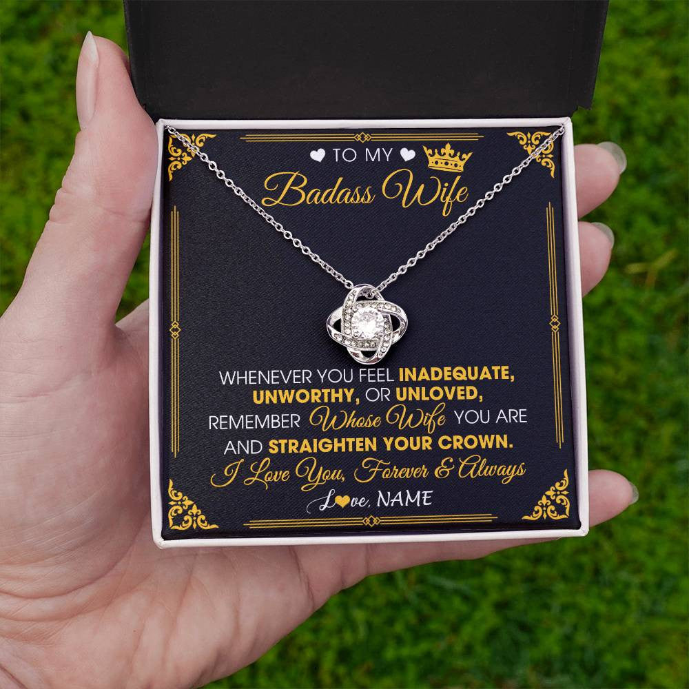 Personalized To My Badass Wife Necklace From Husband Crown I Love You Wife Birthday Anniversary Wedding Valentines Jewelry Customized Gift Box Message Card
