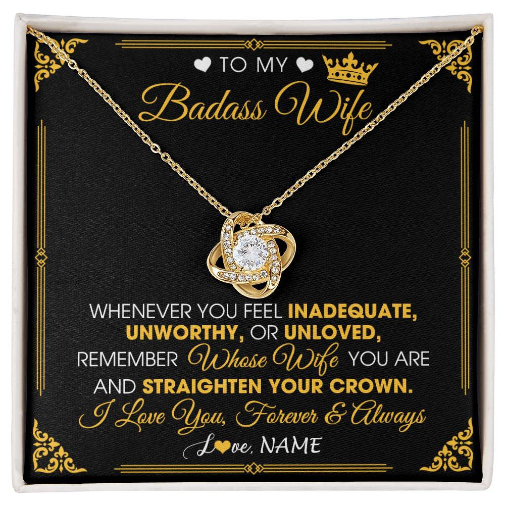 Personalized To My Badass Wife Necklace From Husband Crown I Love You Wife Birthday Anniversary Wedding Valentines Jewelry Customized Gift Box Message Card
