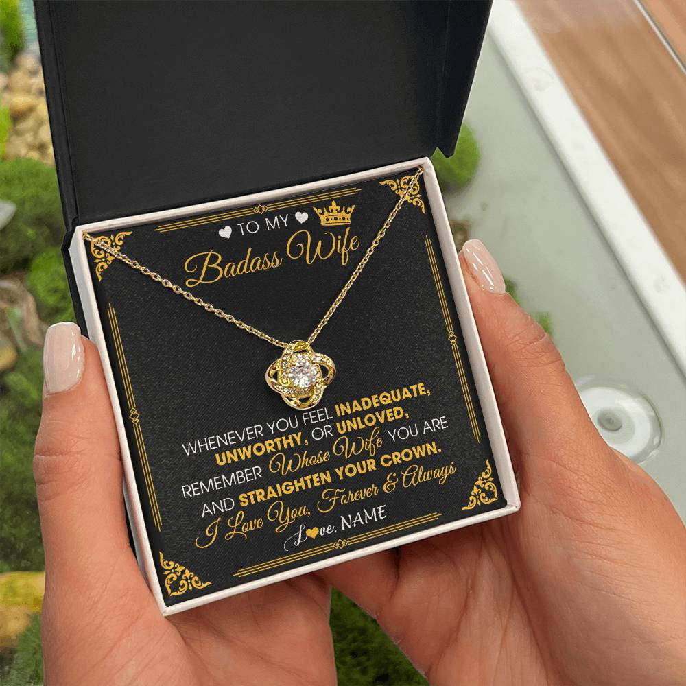 Personalized To My Badass Wife Necklace From Husband Crown I Love You Wife Birthday Anniversary Wedding Valentines Jewelry Customized Gift Box Message Card