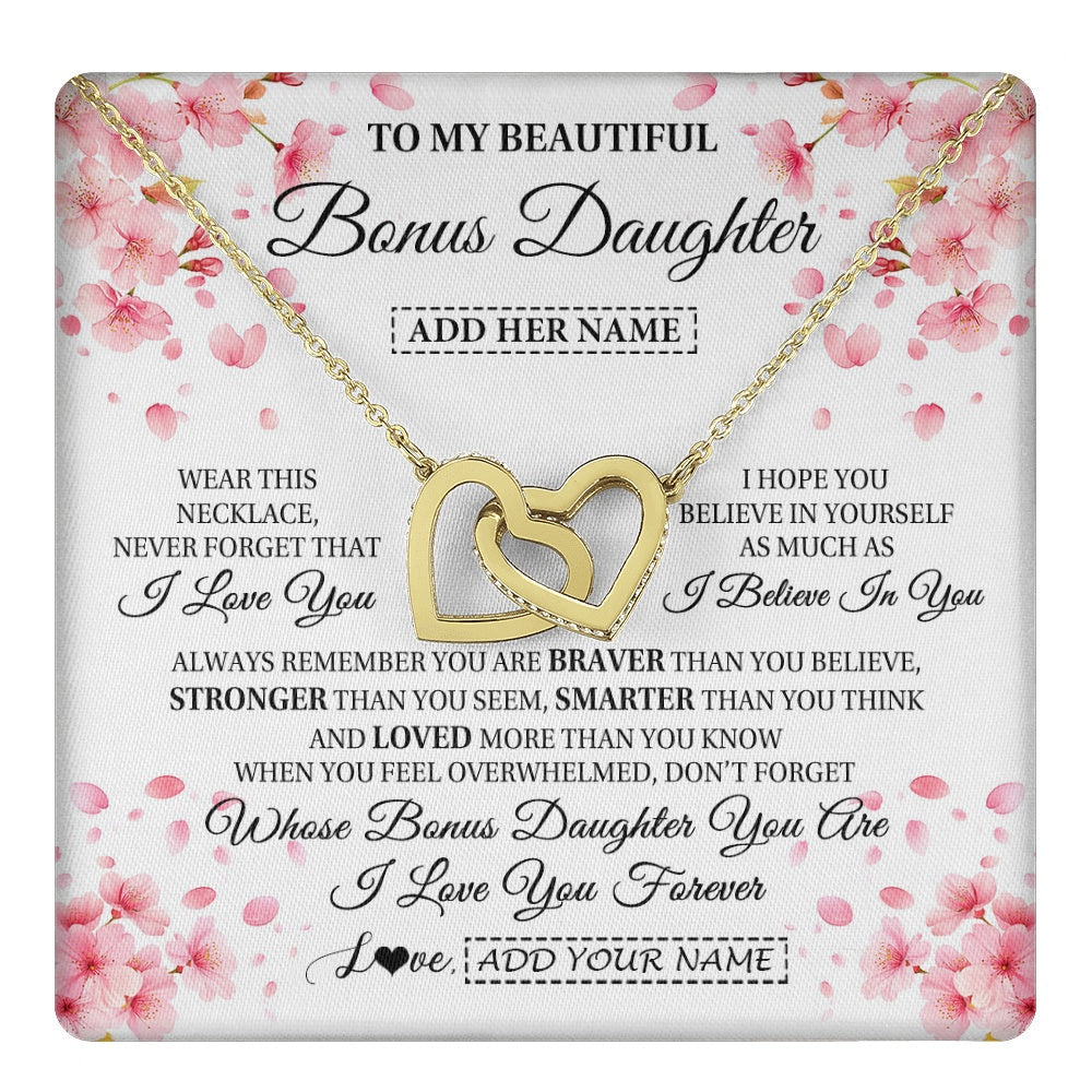 Personalized To My Beautiful Bonus Daughter From Stepdad Stepmom Necklace Never Forget Birthday Gifts For Stepdaughter Gift Christmas Gift Box Message Card