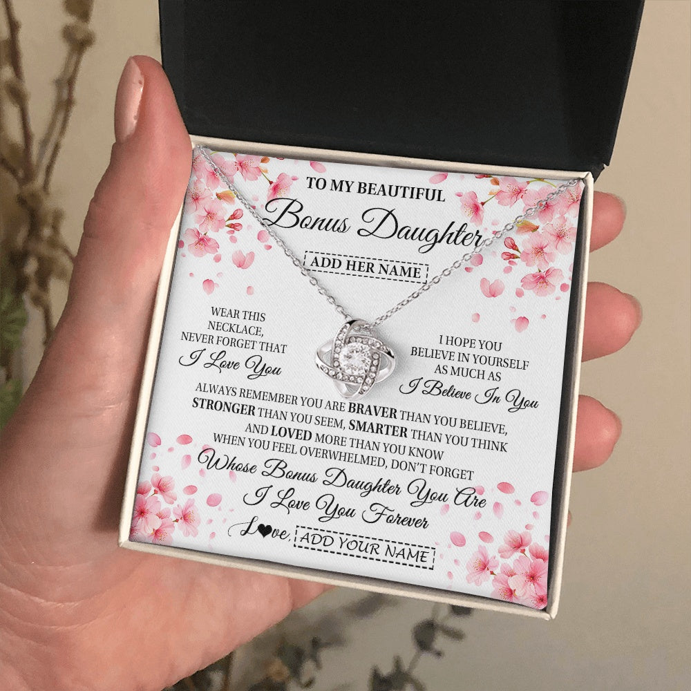 Personalized To My Beautiful Bonus Daughter From Stepdad Stepmom Necklace Never Forget Birthday Gifts For Stepdaughter Gift Christmas Gift Box Message Card