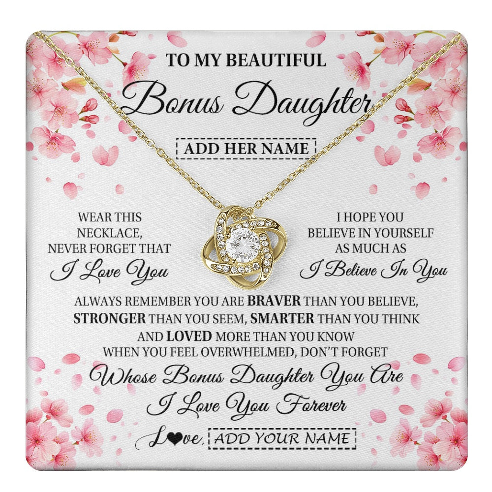 Personalized To My Beautiful Bonus Daughter From Stepdad Stepmom Necklace Never Forget Birthday Gifts For Stepdaughter Gift Christmas Gift Box Message Card