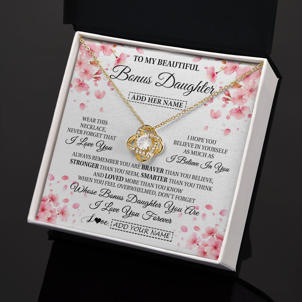Personalized To My Beautiful Bonus Daughter From Stepdad Stepmom Necklace Never Forget Birthday Gifts For Stepdaughter Gift Christmas Gift Box Message Card