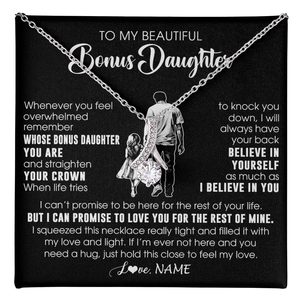 Personalized To My Beautiful Bonus Daughter Necklace From Step Dad Believe In Yourself Stepdaughter Birthday Gifts Jewelry Christmas Customized Message Card