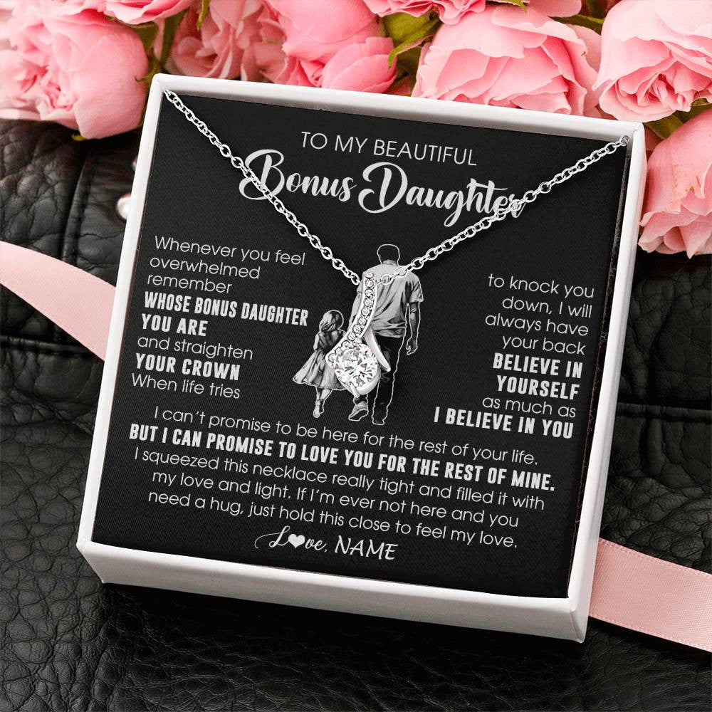 Personalized To My Beautiful Bonus Daughter Necklace From Step Dad Believe In Yourself Stepdaughter Birthday Gifts Jewelry Christmas Customized Message Card