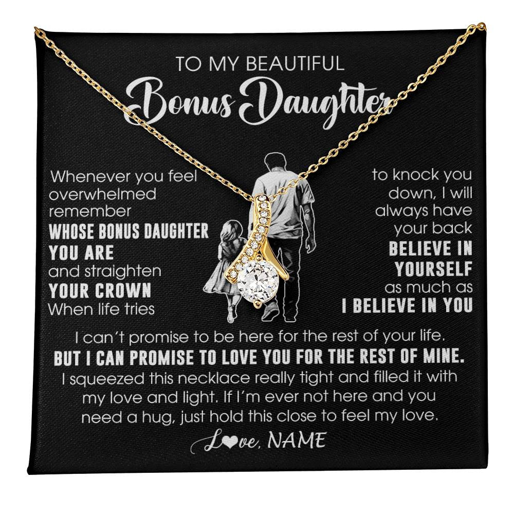 Personalized To My Beautiful Bonus Daughter Necklace From Step Dad Believe In Yourself Stepdaughter Birthday Gifts Jewelry Christmas Customized Message Card