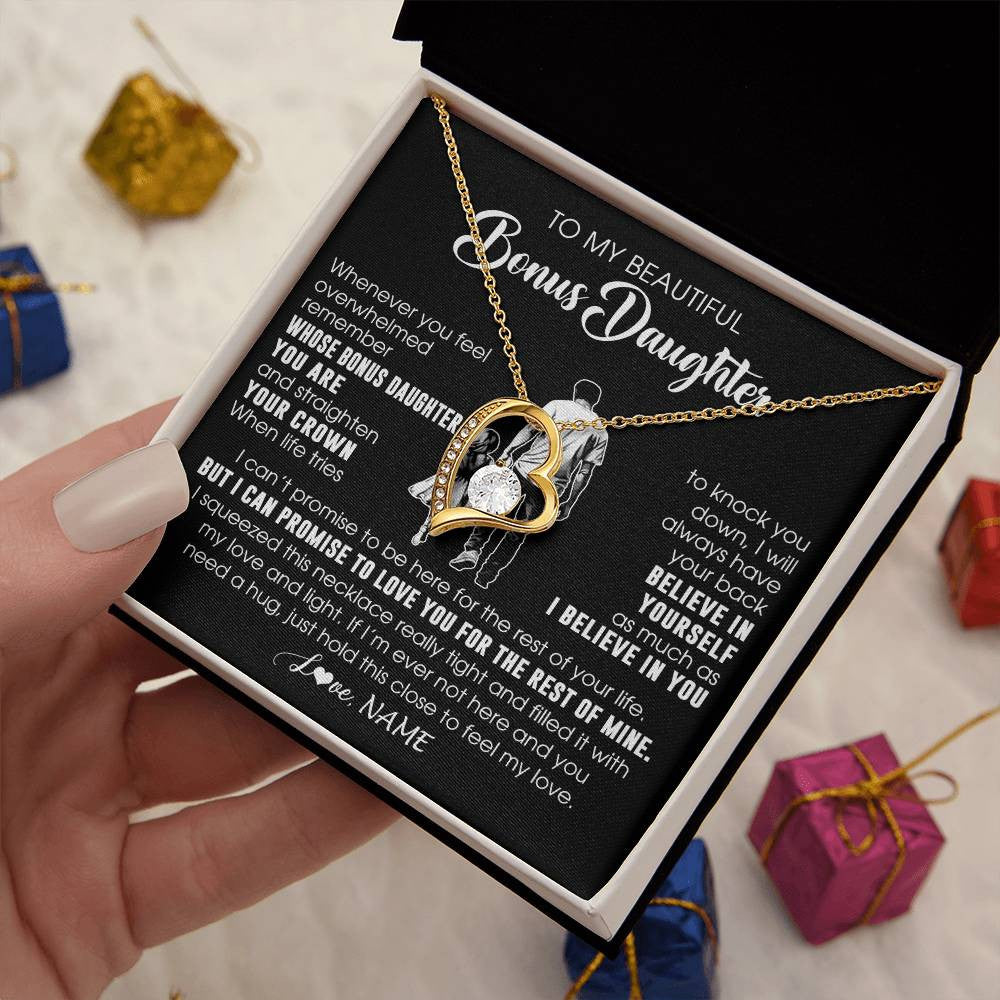 Personalized To My Beautiful Bonus Daughter Necklace From Step Dad Believe In Yourself Stepdaughter Birthday Gifts Jewelry Christmas Customized Message Card