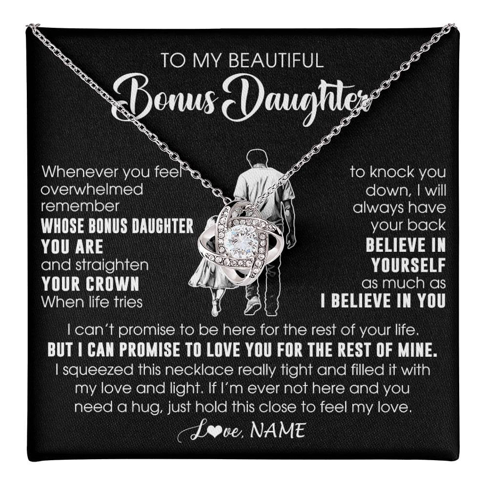 Personalized To My Beautiful Bonus Daughter Necklace From Step Dad Believe In Yourself Stepdaughter Birthday Gifts Jewelry Christmas Customized Message Card