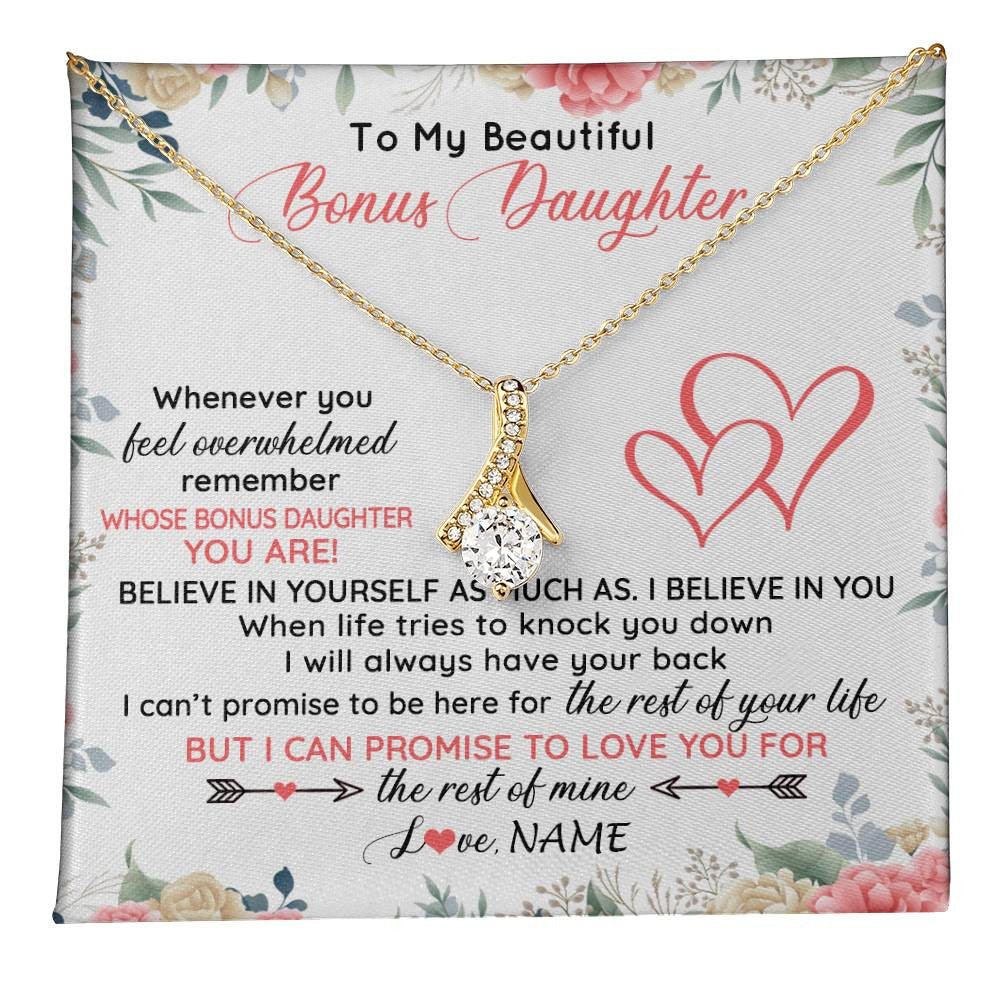 Personalized To My Beautiful Bonus Daughter Necklace From Stepfather Believe In You Stepdaughter Birthday Christmas Jewelry Customized Gift Box Message Card