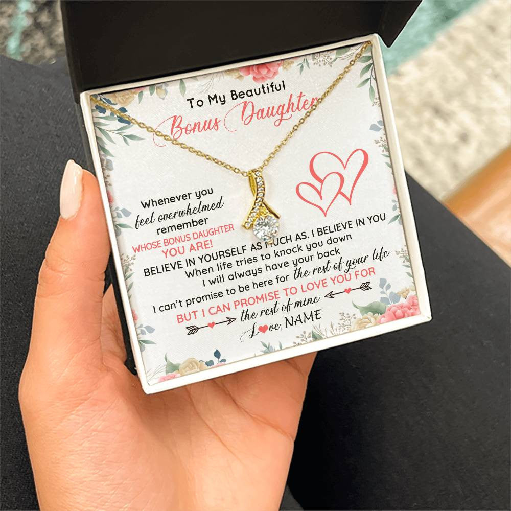 Personalized To My Beautiful Bonus Daughter Necklace From Stepfather Believe In You Stepdaughter Birthday Christmas Jewelry Customized Gift Box Message Card