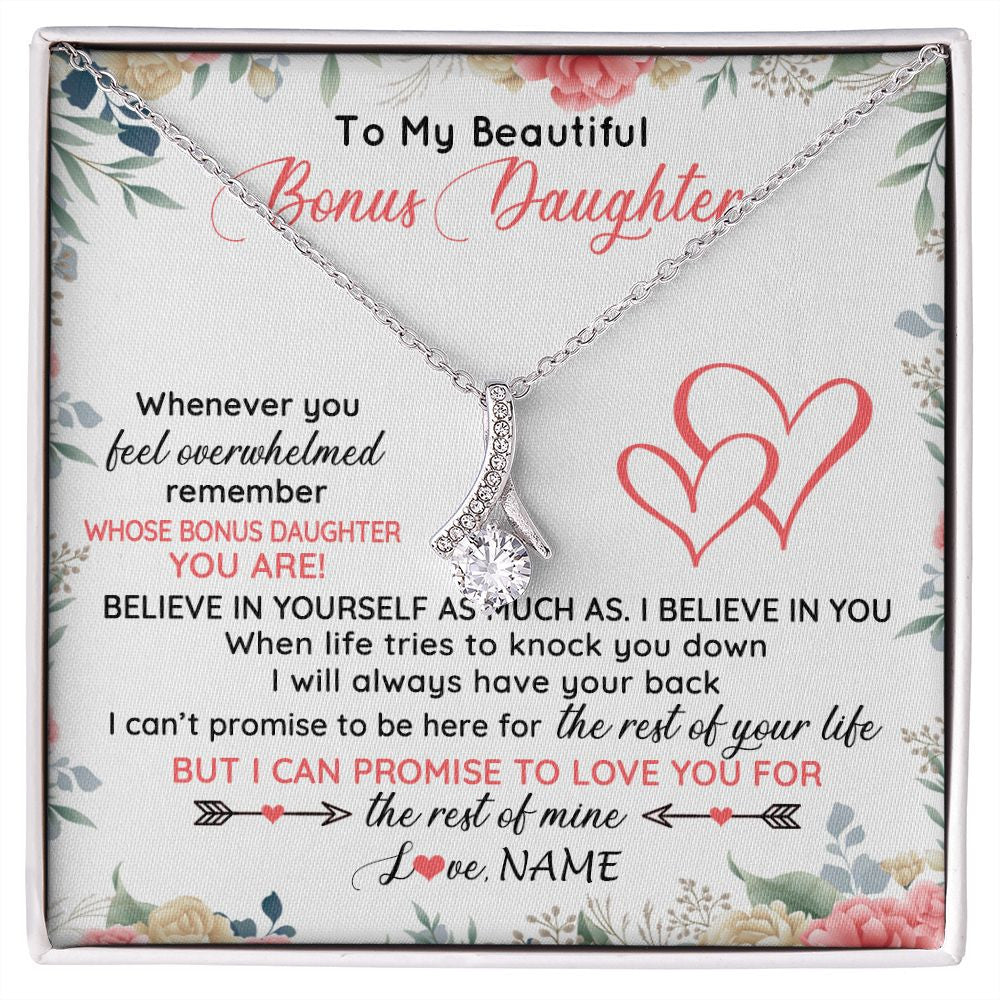 Personalized To My Beautiful Bonus Daughter Necklace From Stepfather Believe In You Stepdaughter Birthday Christmas Jewelry Customized Gift Box Message Card