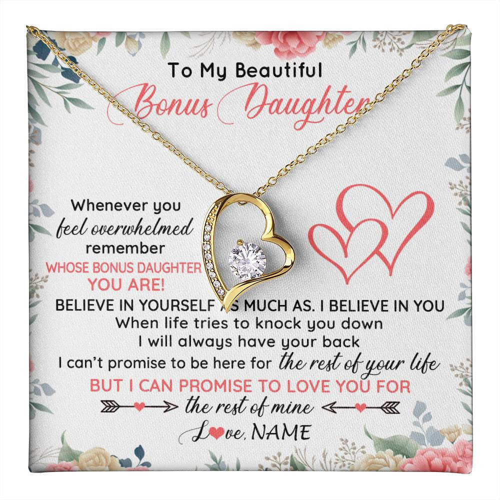 Personalized To My Beautiful Bonus Daughter Necklace From Stepfather Believe In You Stepdaughter Birthday Christmas Jewelry Customized Gift Box Message Card